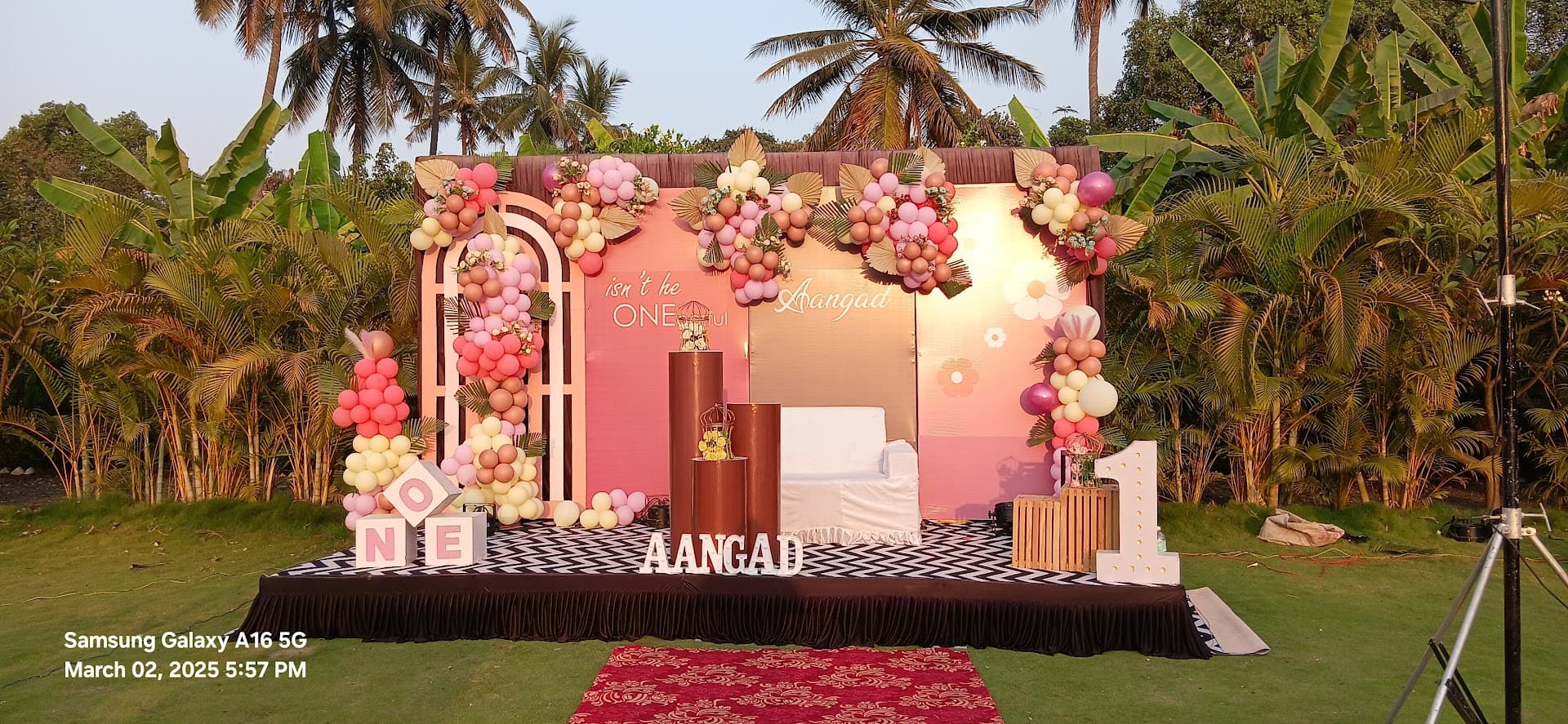 Beautifully decorated event setup on the lawn